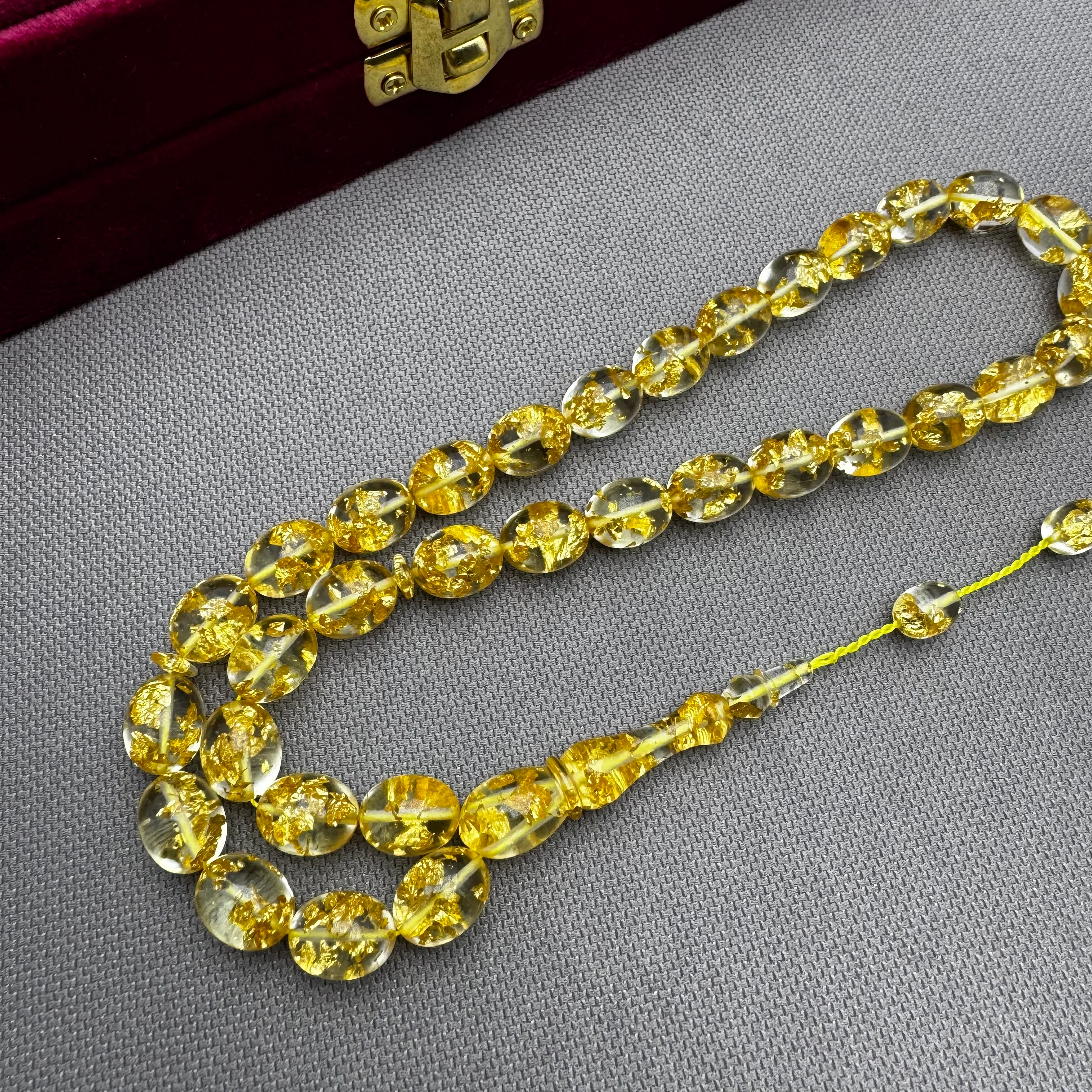 Muhammed ERDEN Usta İşçilikli Altın Parçacıklı Sertifikalı Uçak Camı Tespih